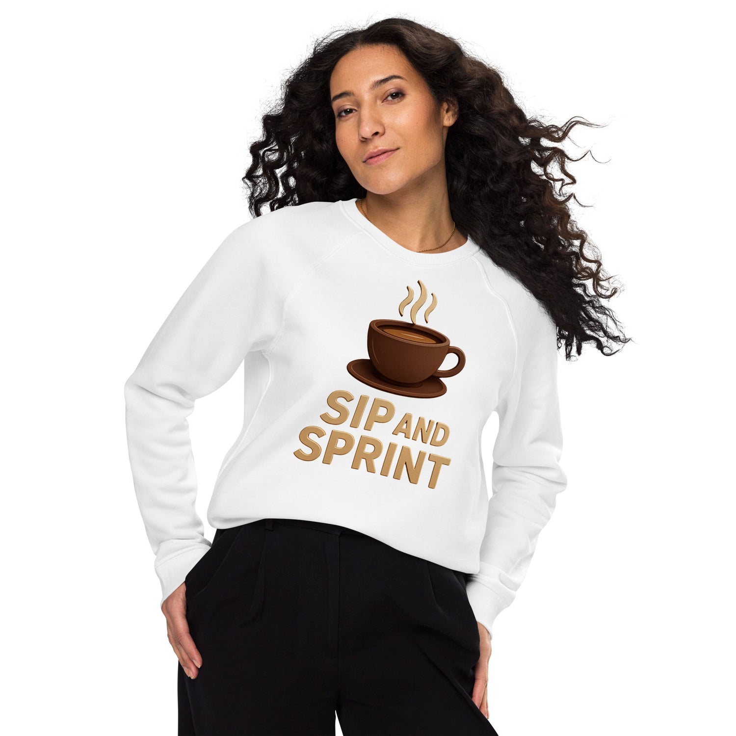 Unisex organic raglan sweatshirt - Sip and Sprint