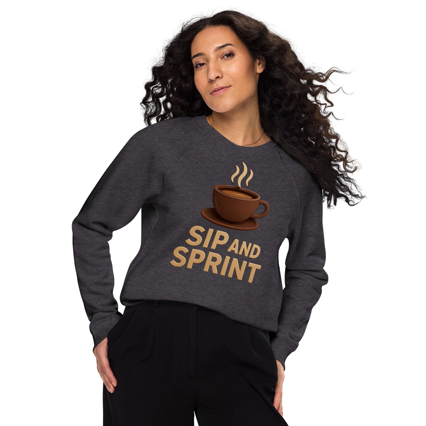 Unisex organic raglan sweatshirt - Sip and Sprint