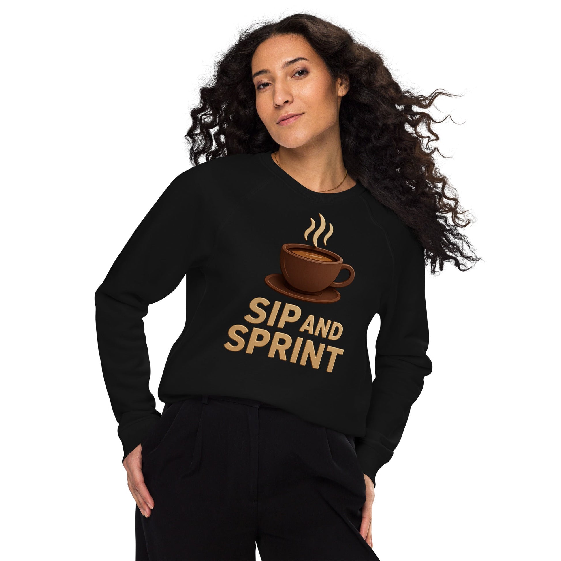 Unisex organic raglan sweatshirt - Sip and Sprint